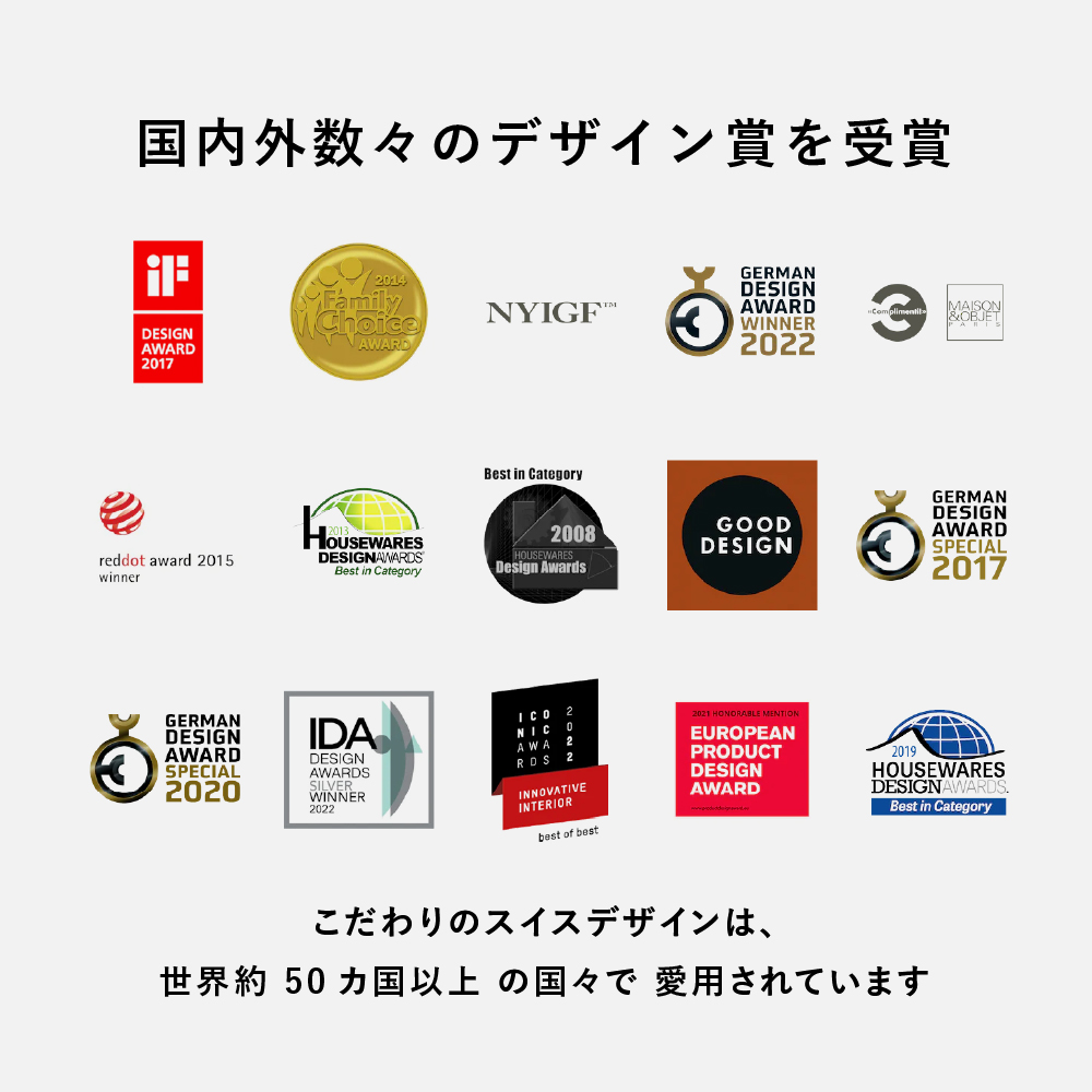 red dot awardなど多数のデザイン賞を受賞